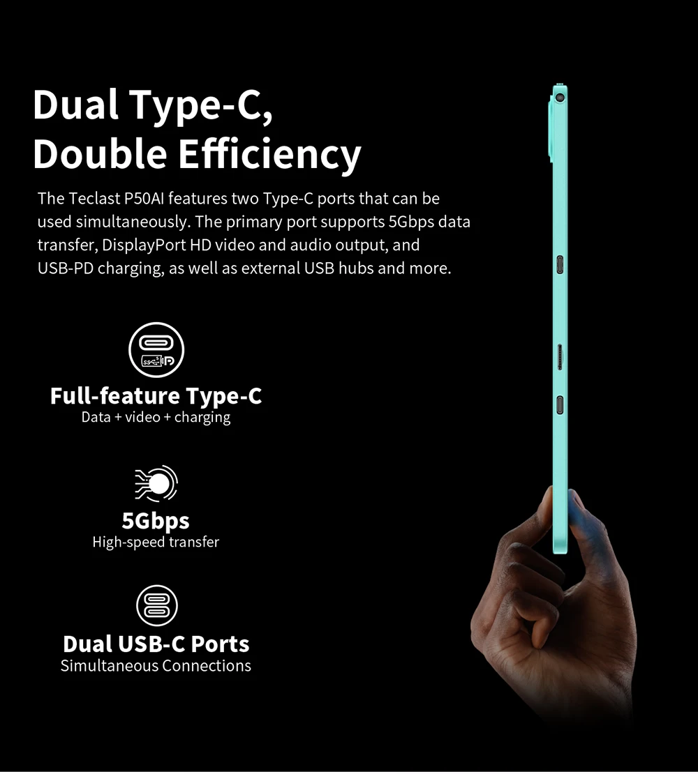 Teclast p50 tablet android 15 octa-core display wifi 6 128gb_voghion.com