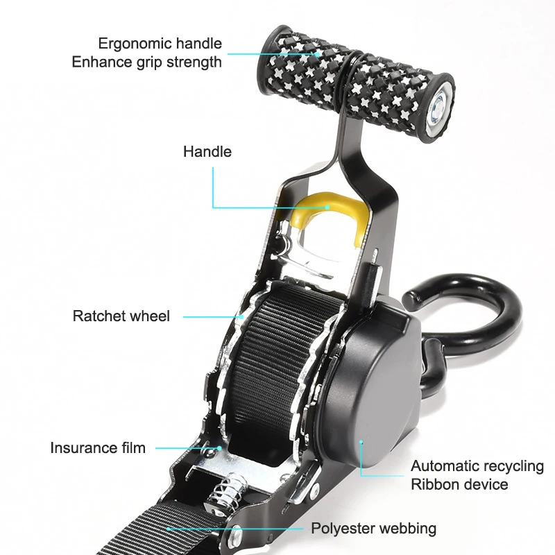 Retractable Auto Ratchet Strap 1PC For Motorcycles Convenience Luggage Straps cargo straps,luggage strap,cargo tie down strap,tie down straps,lashing strap