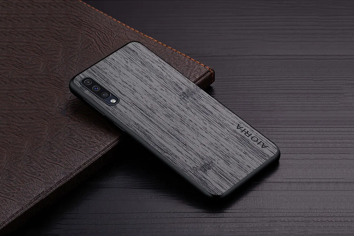 Case for Samsung Galaxy A50 A70 A50S A30S A40 A10 funda bamboo wood pattern Leather skin cover Luxury phone case coque capa samsung silicone case