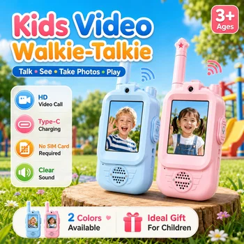 2 Walkie Talkie HD per Bambini, 3 Stili, Intercomunicatore con Ricarica USB, per Interni ed Esterni, per Bambini e Bambine dai 3 Anni in Su, Giocattoli per Bambini, Regali di Compleanno