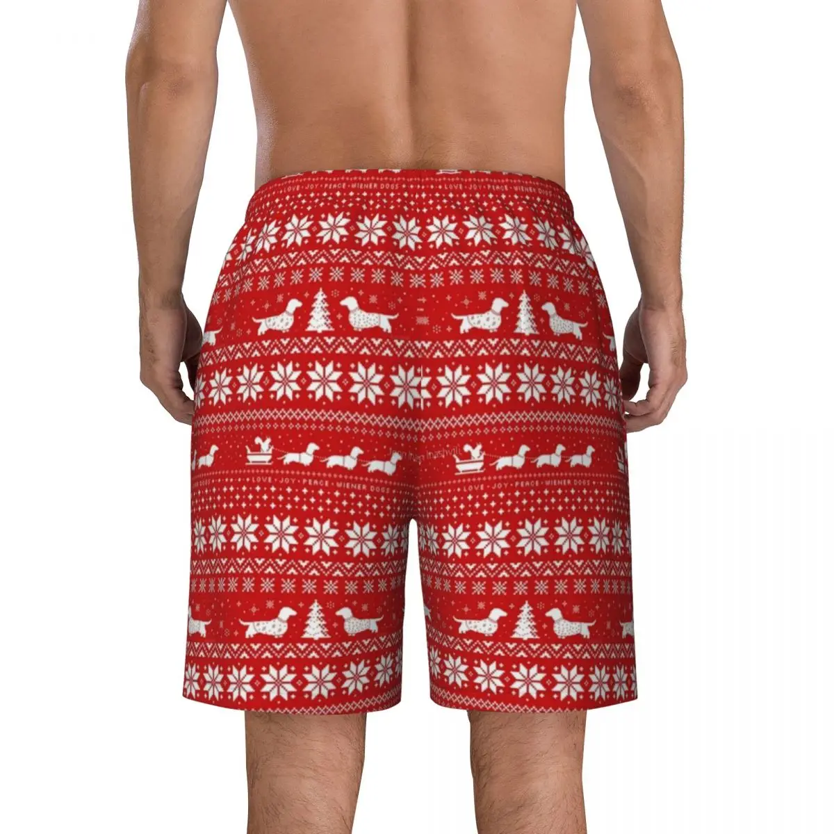 Swimsuits Christmas Print Gym Shorts Summer Dachshunds Cute Hawaii Board Short Pants Men Custom Sports Fast Dry Beach Trunks 3
