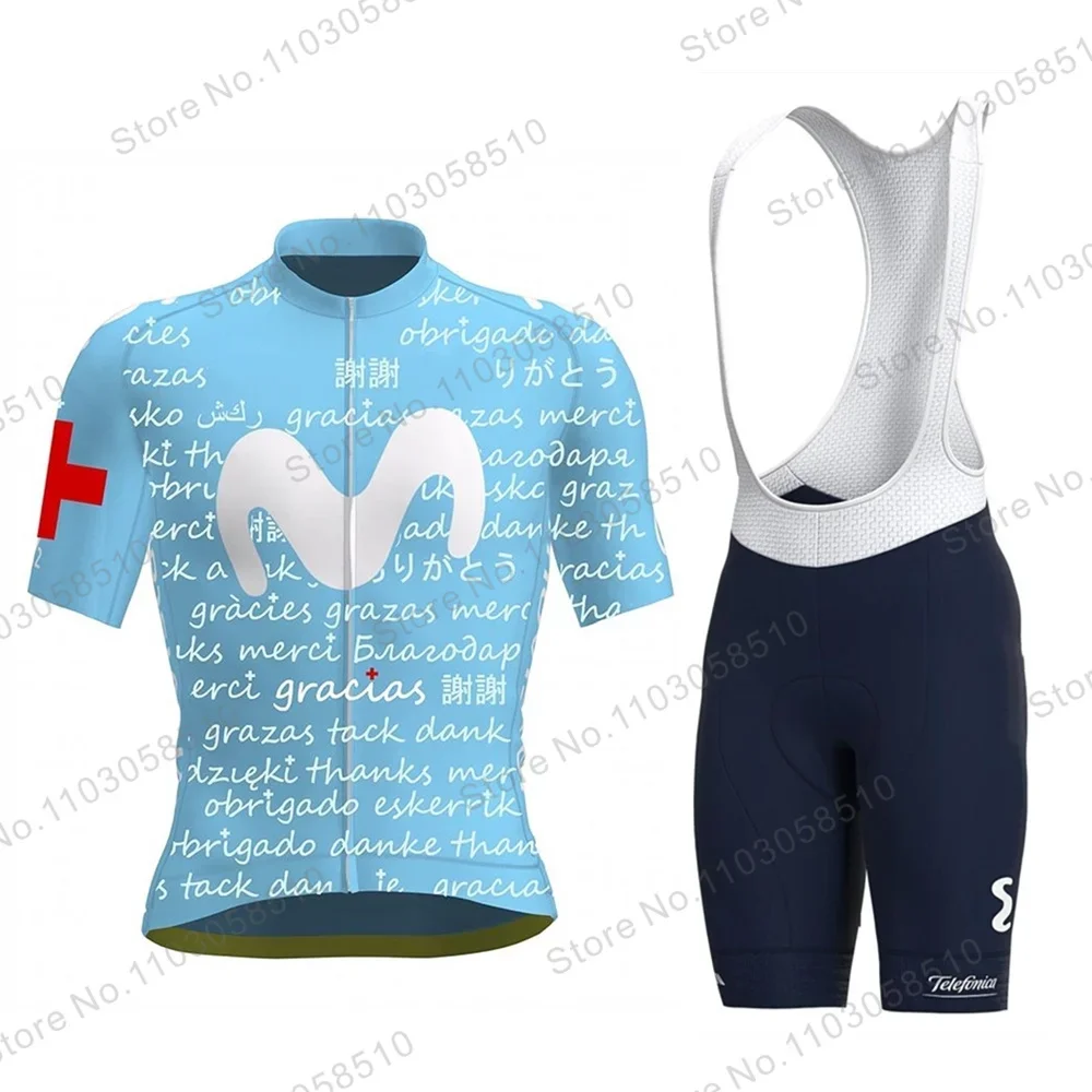 Movistar 사이클링 저지 세트, 여름 사이클링 의류, MTB 자전거 반팔 셔츠, 산악 자전거 의류