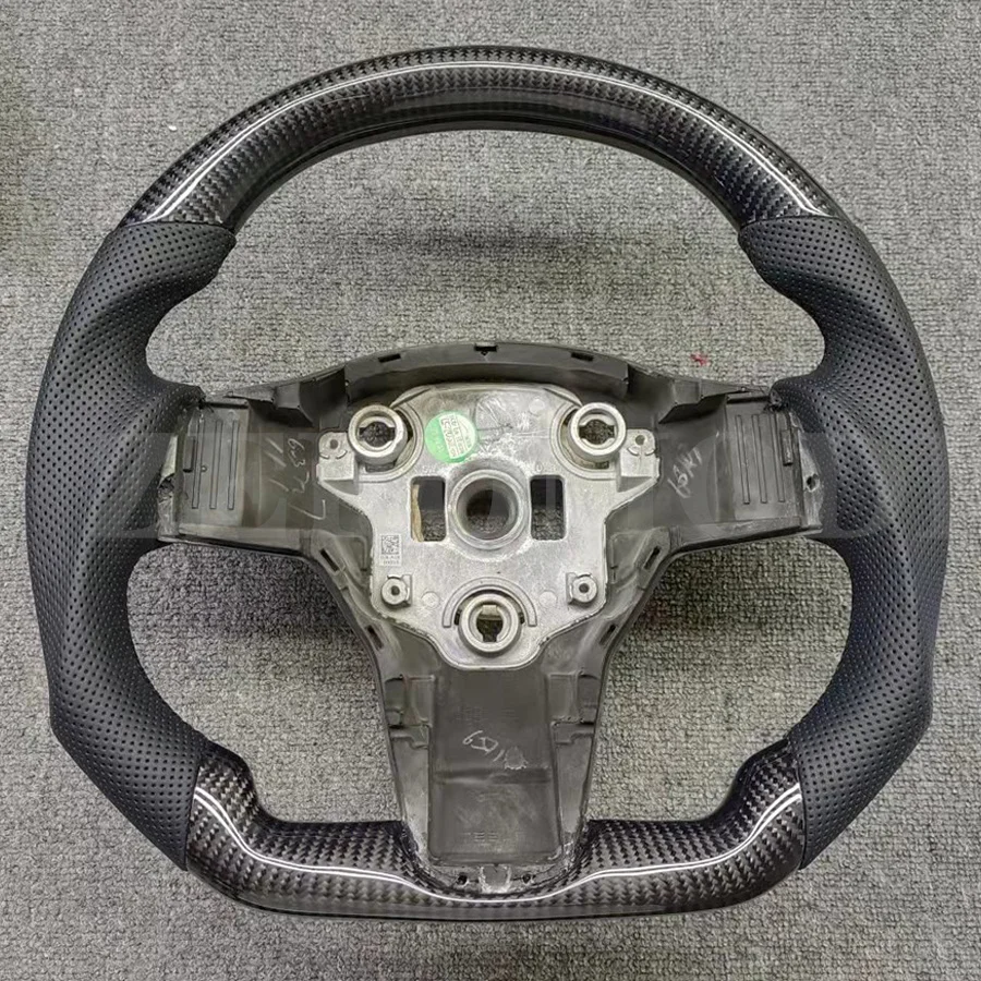 Tesla Model 3에 적합한 탄소 섬유 가죽 스티어링 휠 2016 2017 2018 2019 2020 2021 2022
