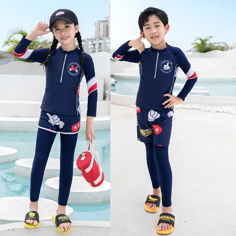 어린이 수영복 긴 소매, 3 개/대 서핑 수영 셔츠 레깅스 비치웨어 수영복 수영복 소년 소녀 운동복  Best5