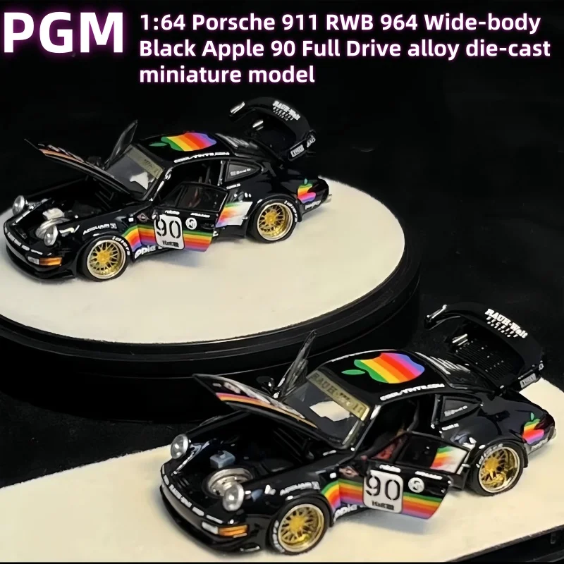 1:64 911 RWB 964 Wide-body Black Apple 90 Full Drive alloy die