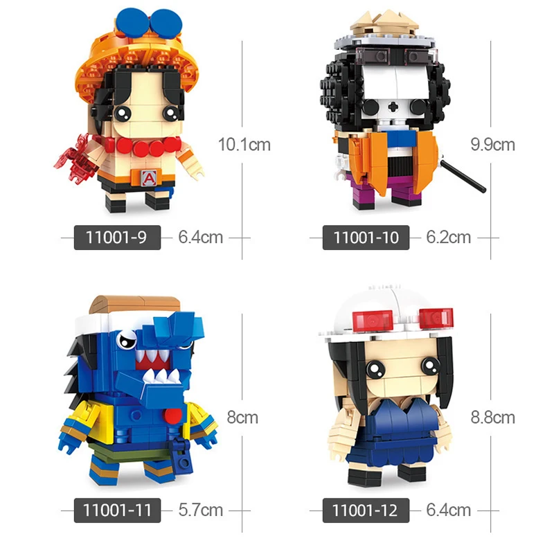  Beego One Piece Anime Brick Mini Headz Building Toys Compatible  with Lego, 3 One Piece Main Characters D.Luffy - Zoro - Chopper Model  Figures Set, Creative Demon Slayer Building Blocks (422