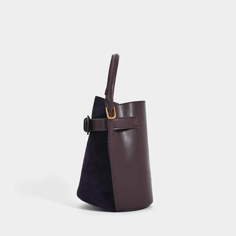 New Head Layer Leather Bucket Bag 2025 Spring Edition Texture Leather Commuter Versatile Shoulder Crossbody Handbag
