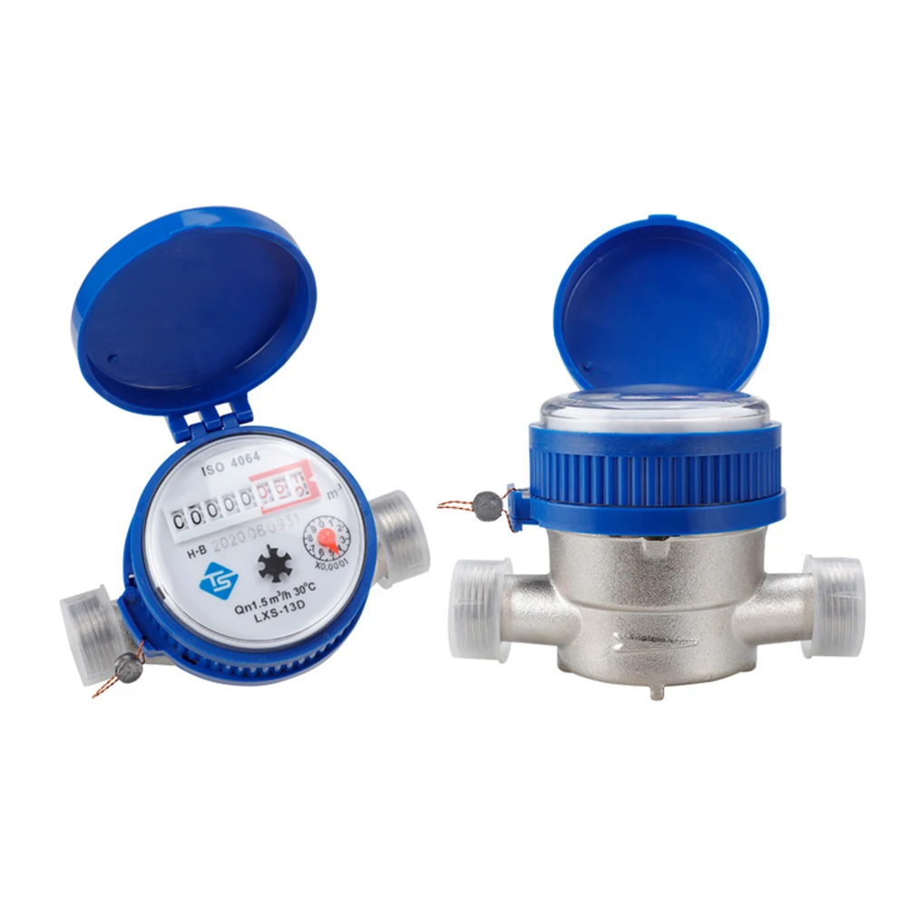 Water Meter Flow Meter Smart Water Meter Mechanical Rotary Wing E-Type Digital Display Pointer Counter Cold Water Meter Measuring Tools