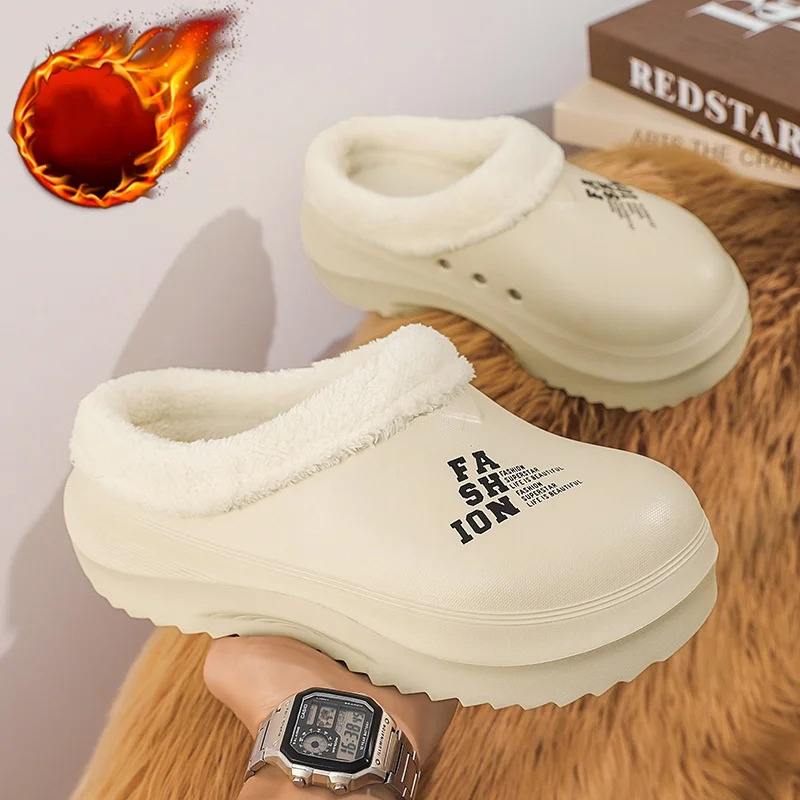 Cotton Slippers for Couples in Autumn and Winter, Non-Slip and Warm Cotton Shoes for Men and Women to Wear Outside