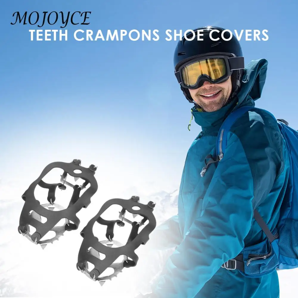 18 Teeth Outdoor Ice Snow Shoe Spiked Grip Cleat Crampons Anti Slip Shoe Covers ice gripper spike climbing crampons
