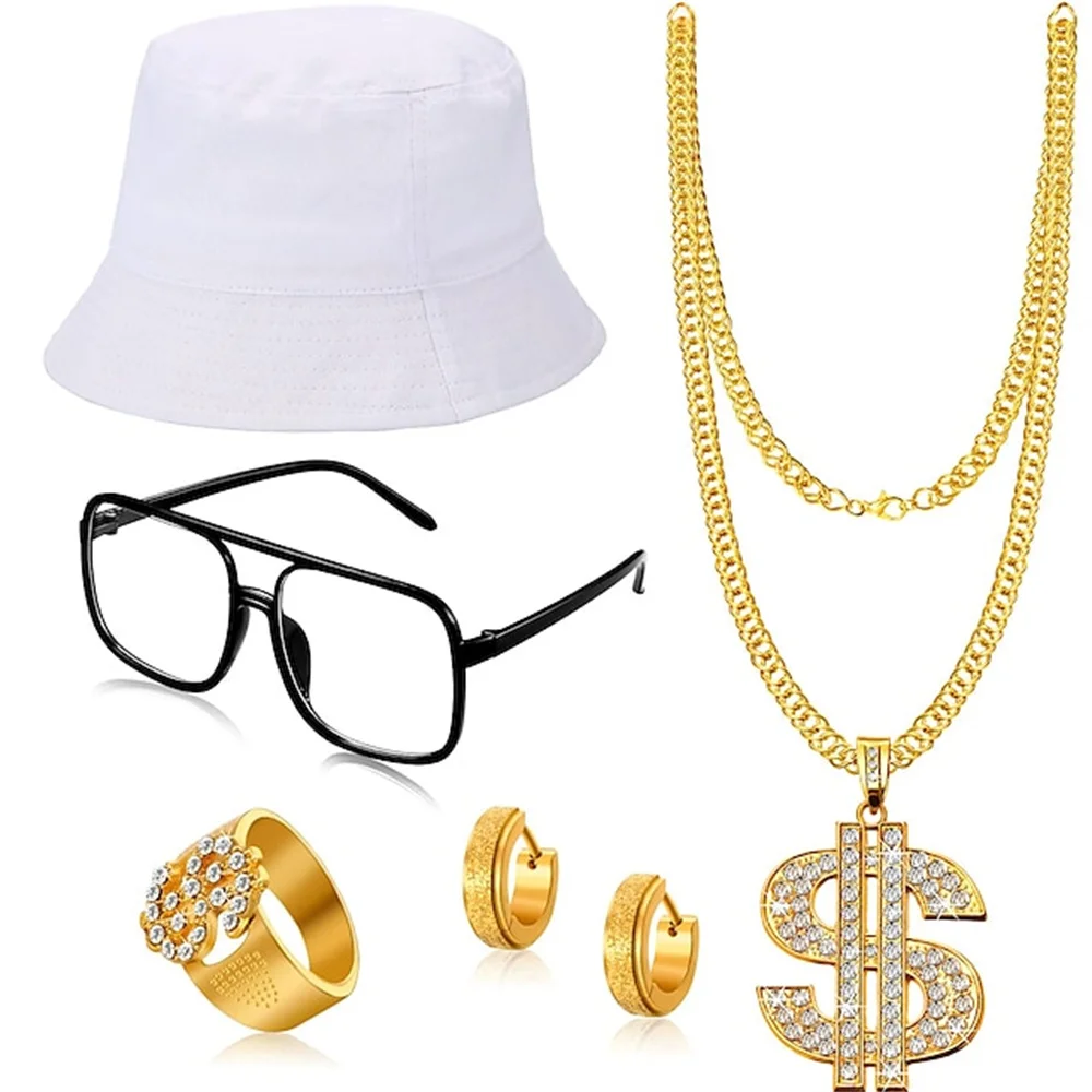 

1960s 1970s Disco Hip Pop Headpiece Headwear Accesories Set Sunglasses Necklace Hippie Disco Girls' Cosplay Costume