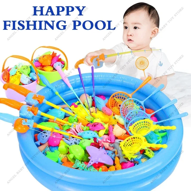 Fishing Toy Set Pool Magnetic Rod Fish with Inflatable Early