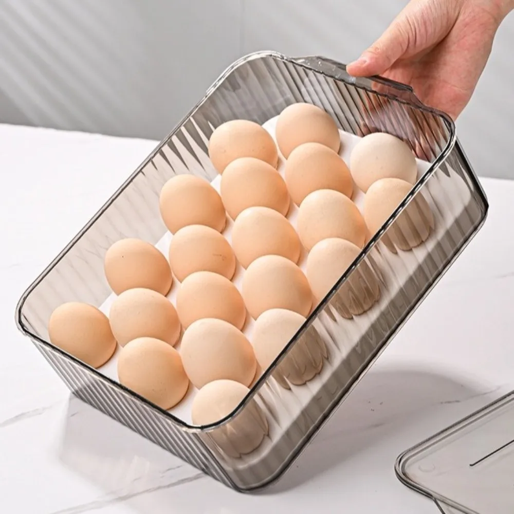 Food-Grade Refrigerator Storage Box Transparent Stackable Fridge Egg Holder Plastic Timing Fresh Kitchen Organizer Camping