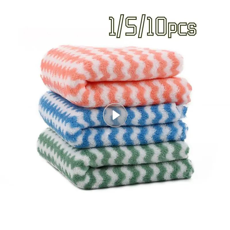 

10PCS Coral Fleece Dishcloths Thickened Kitchen Cleaning Towel Absorbent Non-stick Oil Microfiber Rag Pan Pot Dish Wipe Cloth