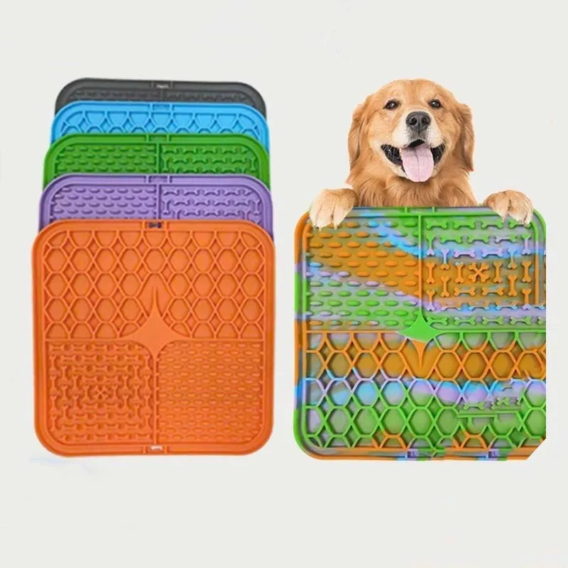 

Silicone Pet Licking Pad Dog Slow Feeder Suction Cup Licking Food Utensil Bowl Training Dog Mat Food Plate Portable And Washable
