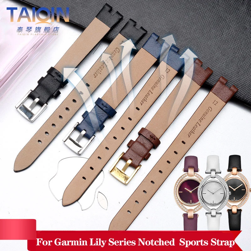 Garmin Genuine Leather Strap for Women - Soft Plain 14mm Watch Band