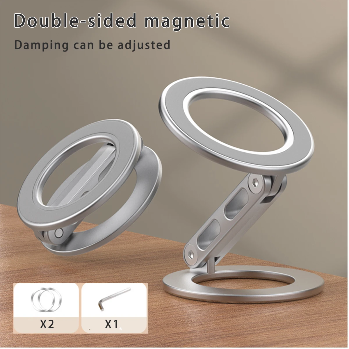Double Magnetic Cell Phone Ring Holder Compatible with iPhone 16 12 13 14 15 Series MagSafe Removable Cell Phone Grip Kickstand