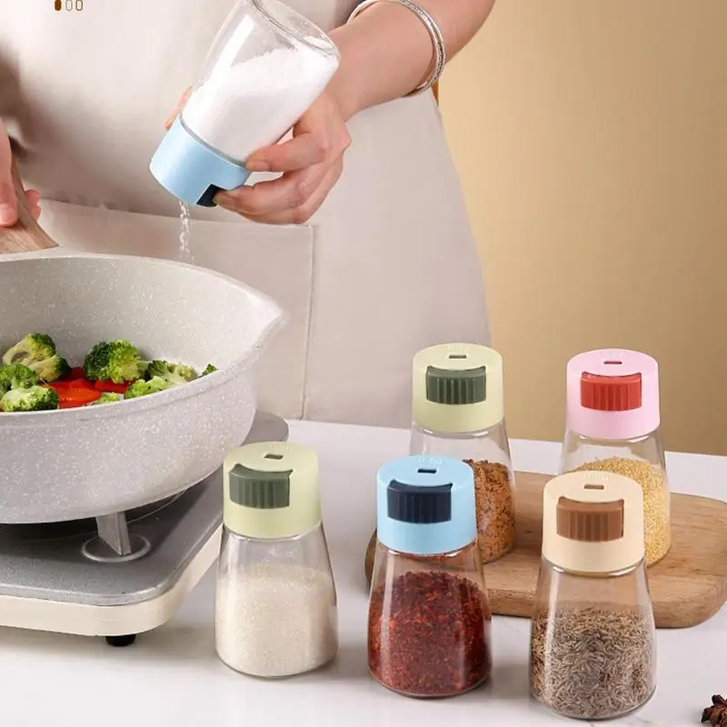 Spice Shaker Spice Shaker Set Quantitative salt shaker control salt shaker jar sprinkle tool Dust-proof Seal Transparent Kitchen seasoning bottle