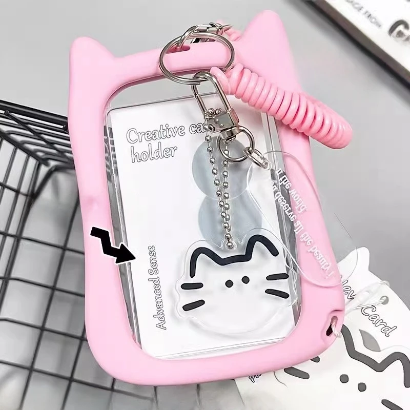 Photocard Protector Photo Album Photocards Collection Photocard Holder Photo Card Holder Trading Card Binder Ins Photocards Holder Binder Card Holders Cat Ears Photo Frame Kpop Photo Display Stand ID Card Film Sleeve Key Chains