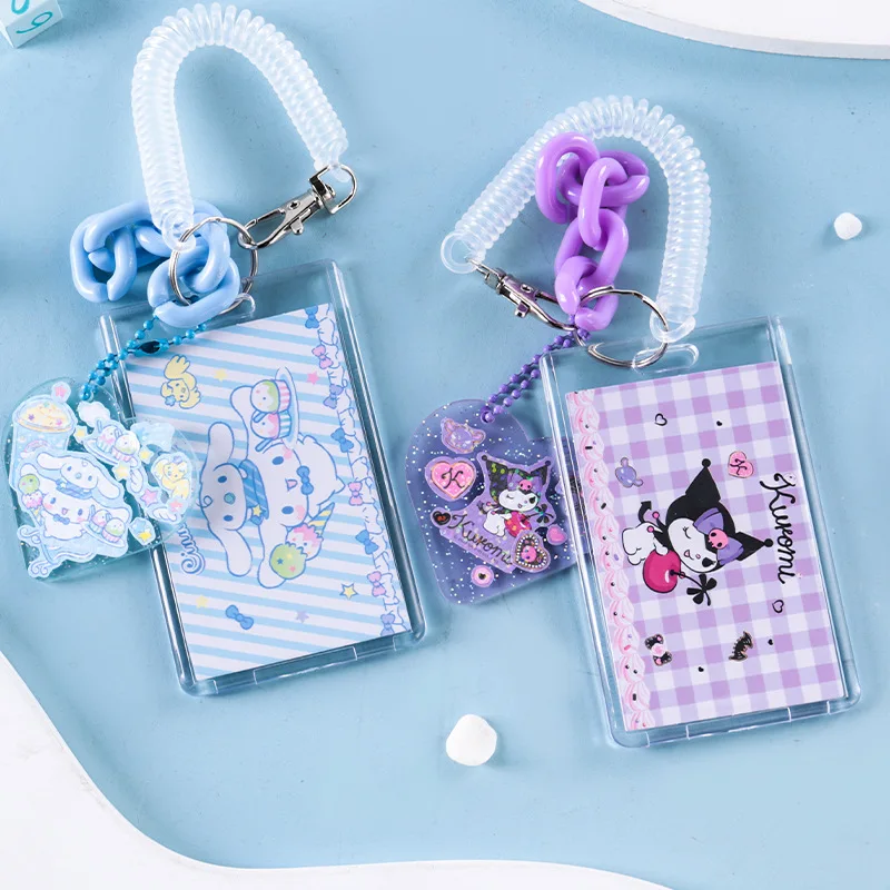 

4pcs Sanrio Kawaii Kuromi Cinnamoroll Hello Kitty My Melody Keychain Bank Card Meal Card Id Card Holders Subway Card Bag Pendant