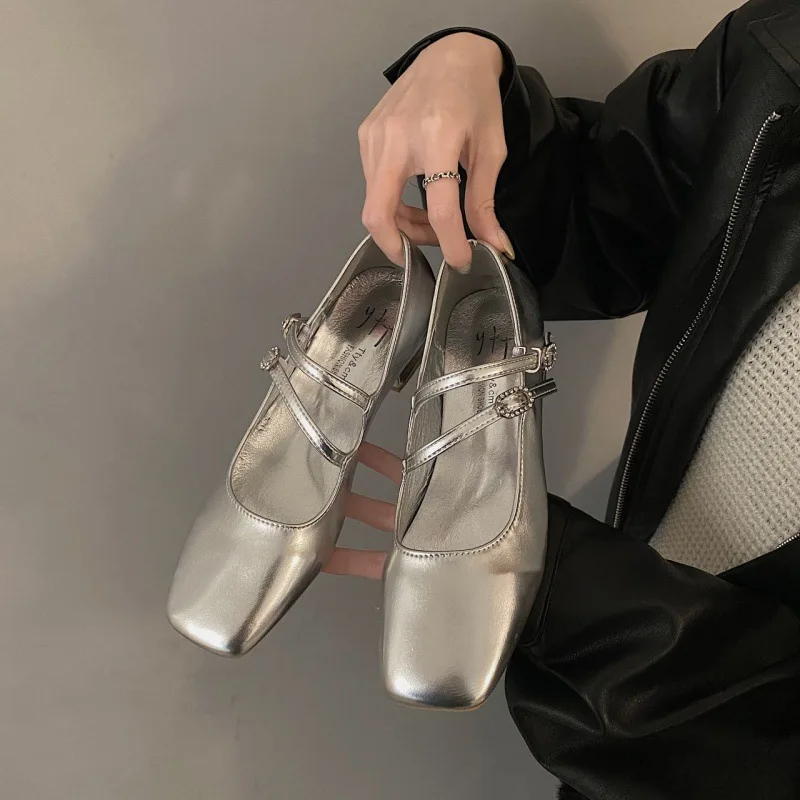 Double Buckle Ballet Shoes 2024 Spring New Women Flat Shoes Fashion Red Elegant Mary Jane Shoes Ladies Dress Outdoor Ballerinas 4