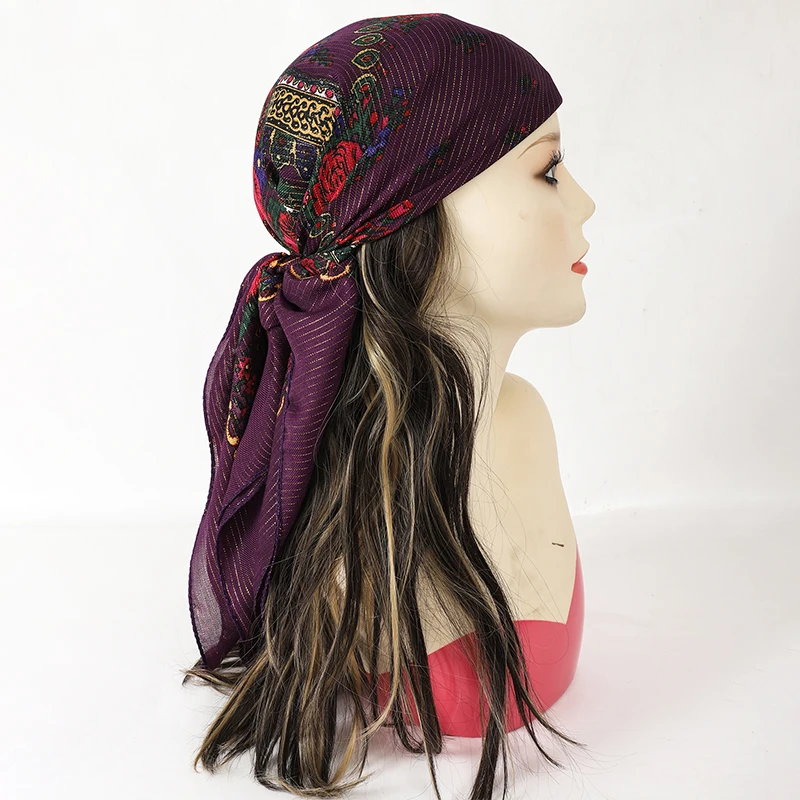 70*70cm Russische Blume Gedruckt Platz Baumwolle Schal Frauen Bandana Schals Boho Stil Dünne Warme Sonnencreme Kopftuch hijab – Detail 8