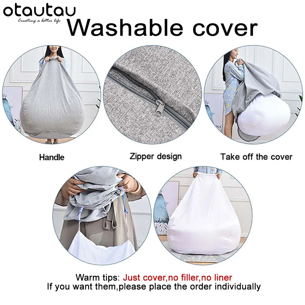 OTAUTAU Big Giant Pouf Inner Liner Cover for Bean Bag Puff Mesh Solid Insert Case Wash Bags Suitable for EPS/Foam Stuffing DD001 3