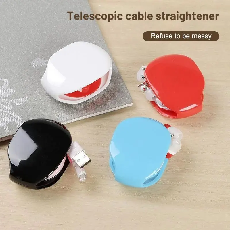 1PC Earphone Automatic Retractable Cable Winder Fixed Wire Winder Retractable Earphone Data Cable Charging Storage Box