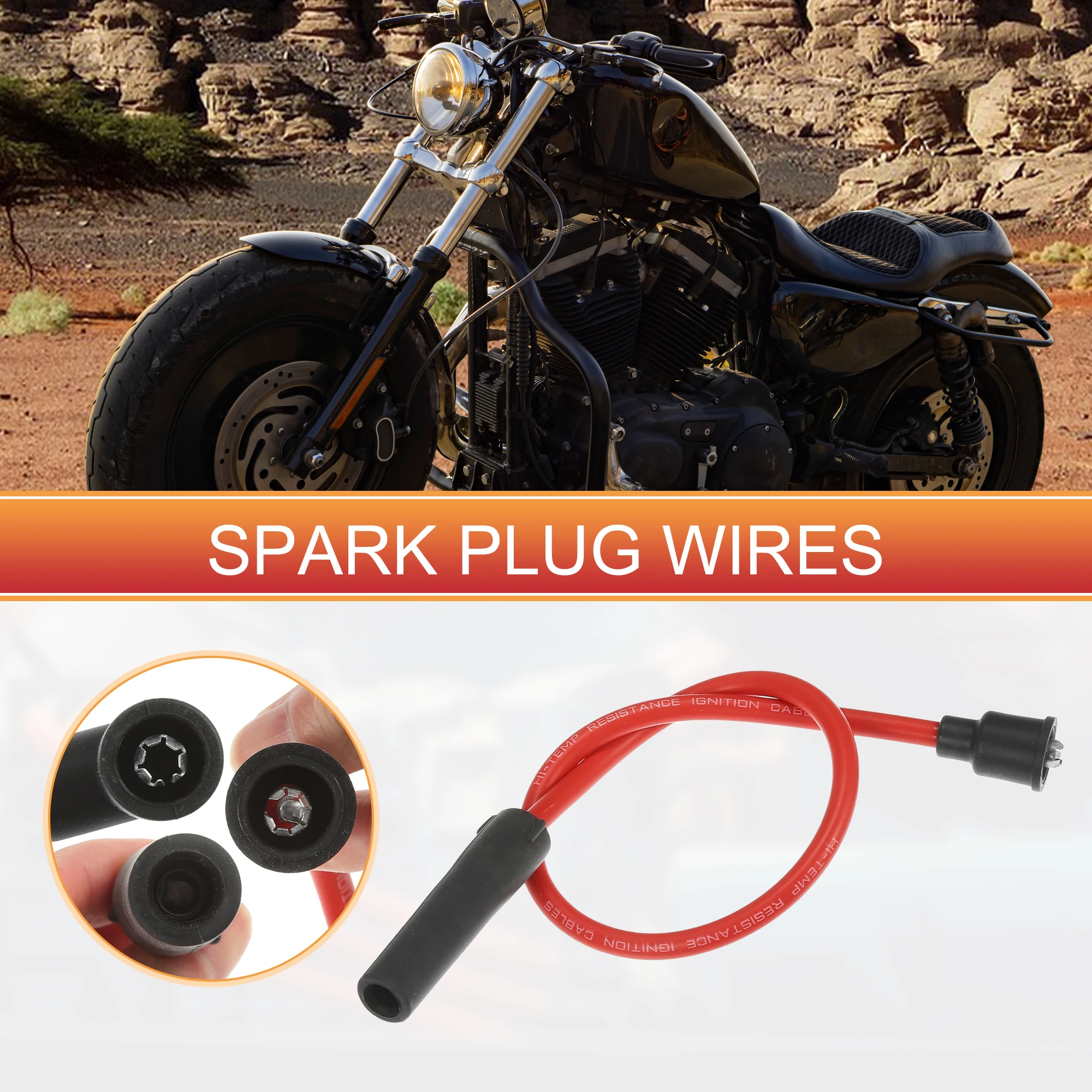 Ignition Cable Set UXCELL 2 Pcs Spark Plug Wire Ignition Coil Cable for Harley Davidson Sportster 883 1200