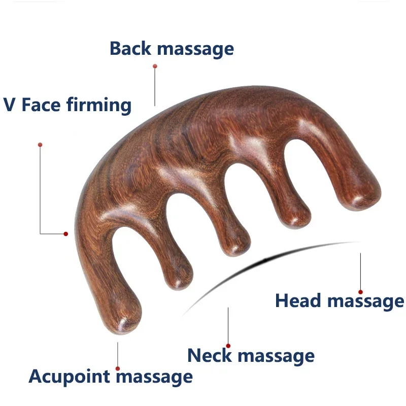 Relax Acupoint Sandalwood Hair Comb Scalp Massager Portable Wooden Handle Comb Anti-static Styling Tool