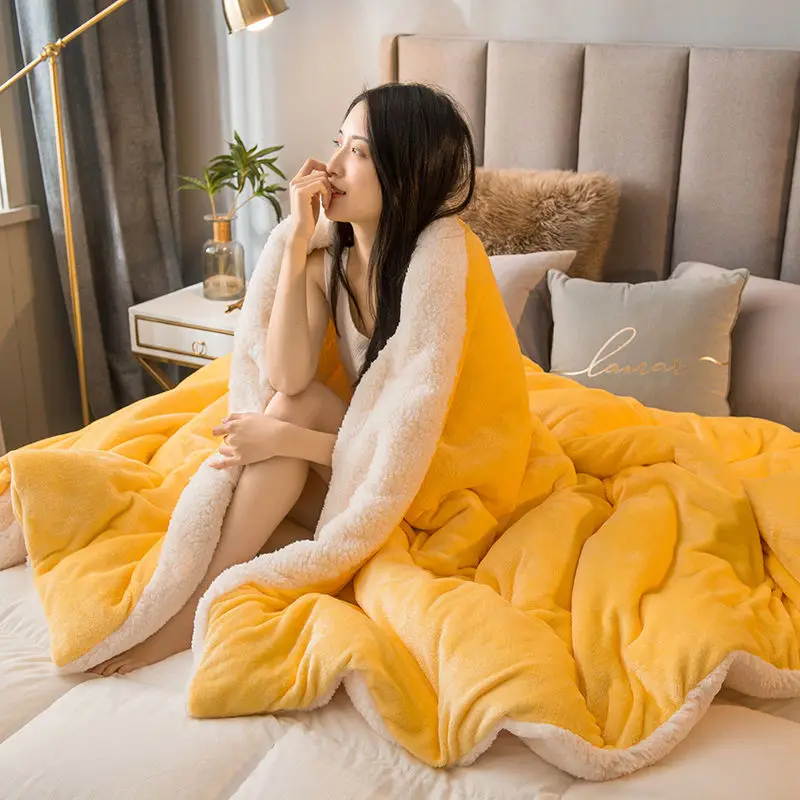 Double-sided Fleece Bed Blanket, Autumn And Winter Thickened Sofa