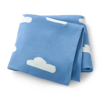 Baby Blankets Knit Infant Kid Stroller Swaddle Wrap Fashion Cute Sky White Clouds Plaids Newborn Boy Girl Bed Quilt Soft 90*70CM