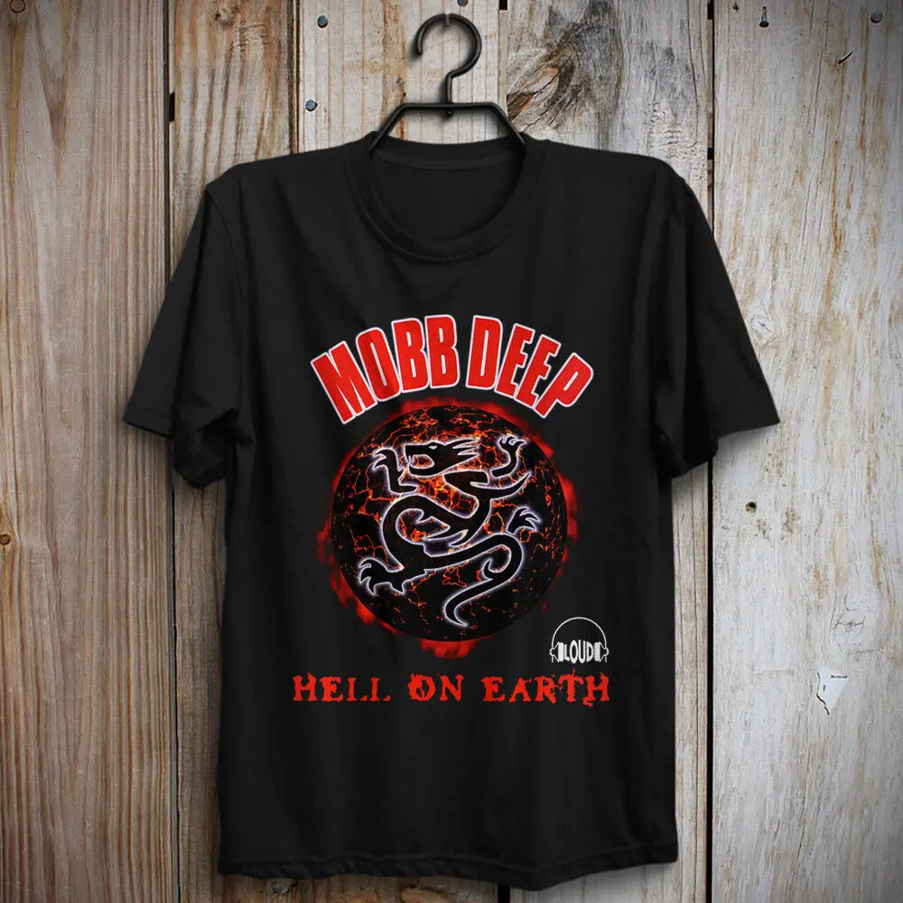 Футболка с надписью Hell On Earth Mobb, Винтажная футболка в стиле хип-хоп