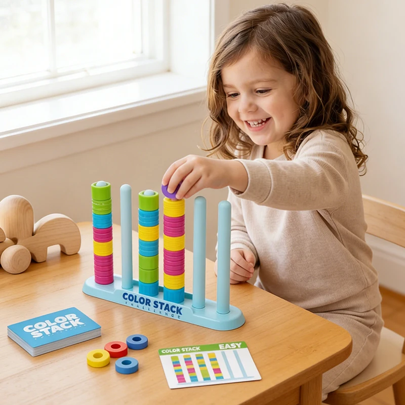 컬러 스택 챌린지 재미있는 보드 게임 대 카드 게임 교육용 지능 계발 인지 논리 훈련