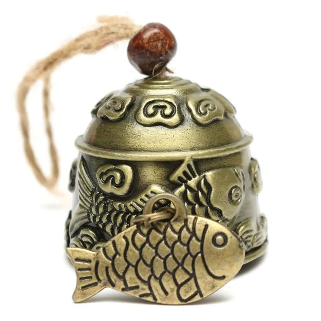 1pcs Bell Characteristics Handmade Hanging Wind Chime Hemp Rope Traditional Zinc Alloy Dragon Fish Luck Fortune 5