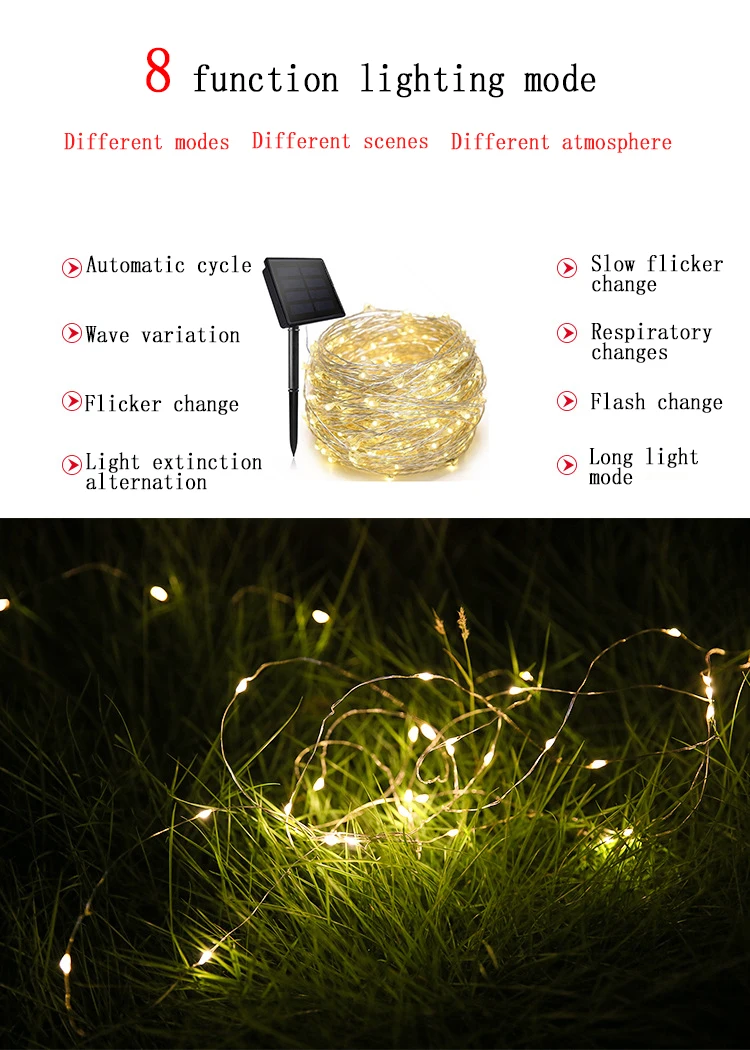 Solar LED outdoor waterproof wreath, Christmas garden lamp decorative belt small solar lights