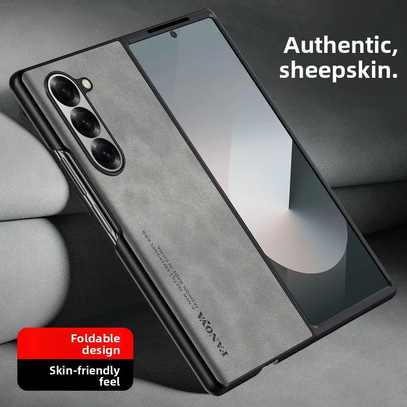 Luxury Sheepskin Leather Camera Protect Phone Case with Soft Foldable Cover