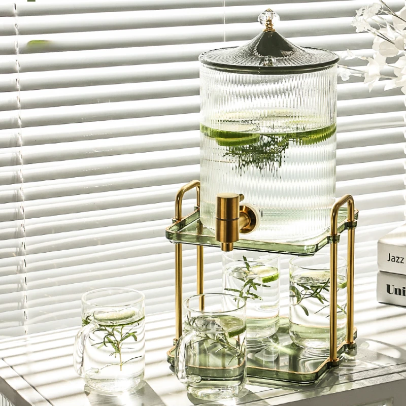 Household glass cold kettle with faucet living room kettle set large capacity cold water kettle, fruit teapot, drink bucket