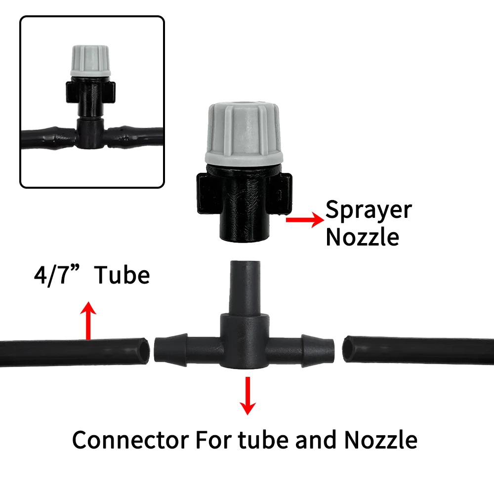 Garden Irrigation Kits 10Meters 10 Sprinklers Nozzles Water Sprayer Misting Fog Cooling Nozzle System