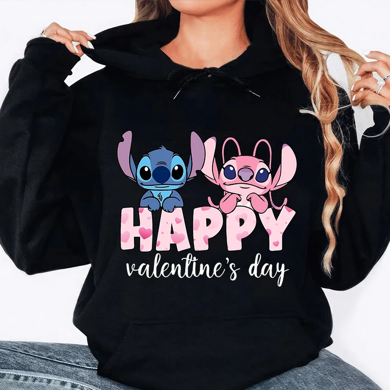 Stitch Valentine Hoodies Women's Casual Sweatshirt Loose Top Personalized Clothing Valentine's Day Gift 4