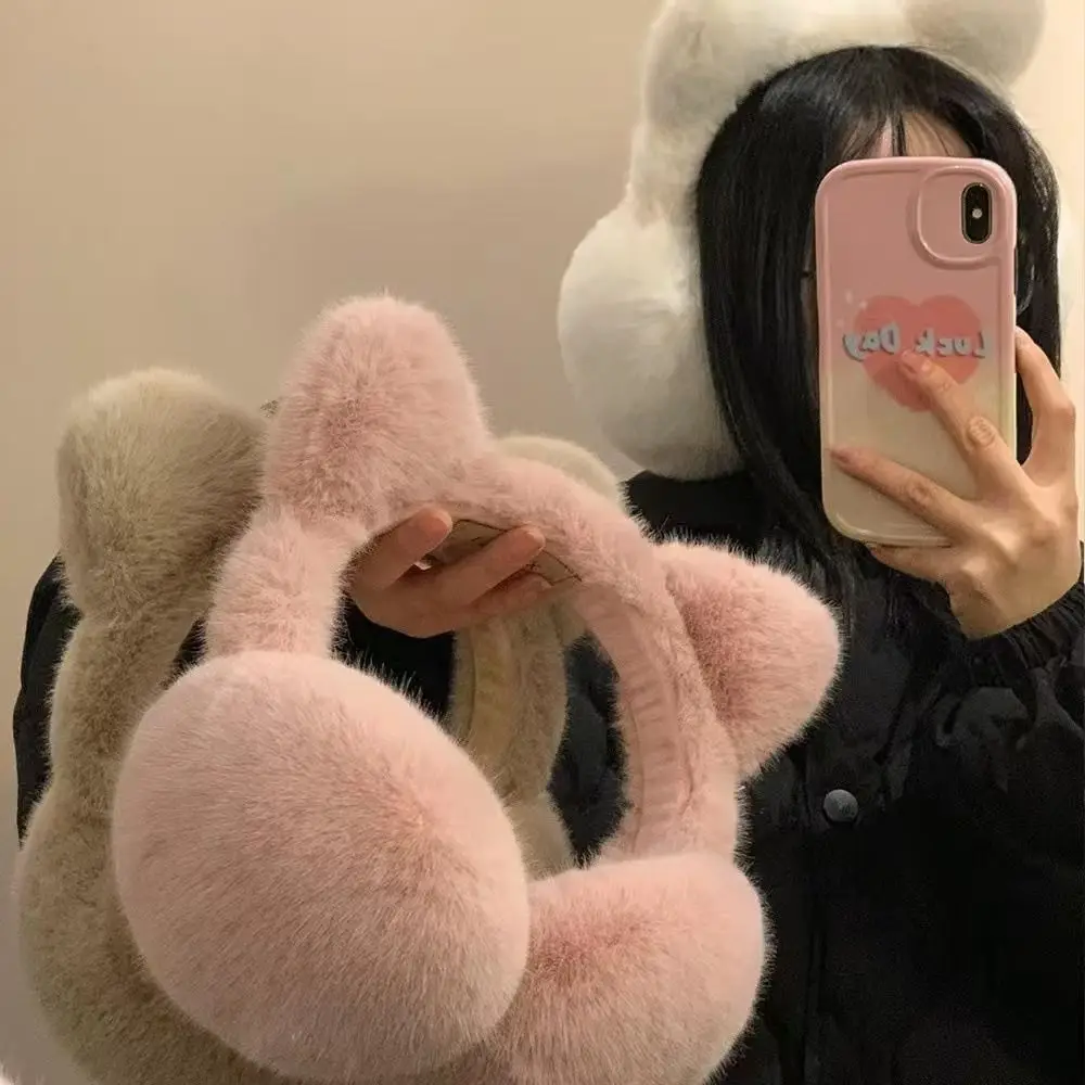 Cute Cat Earmuffs Windproof Winter Warm Ear Warmers Foldable Retractable Ear Covers Outdoor