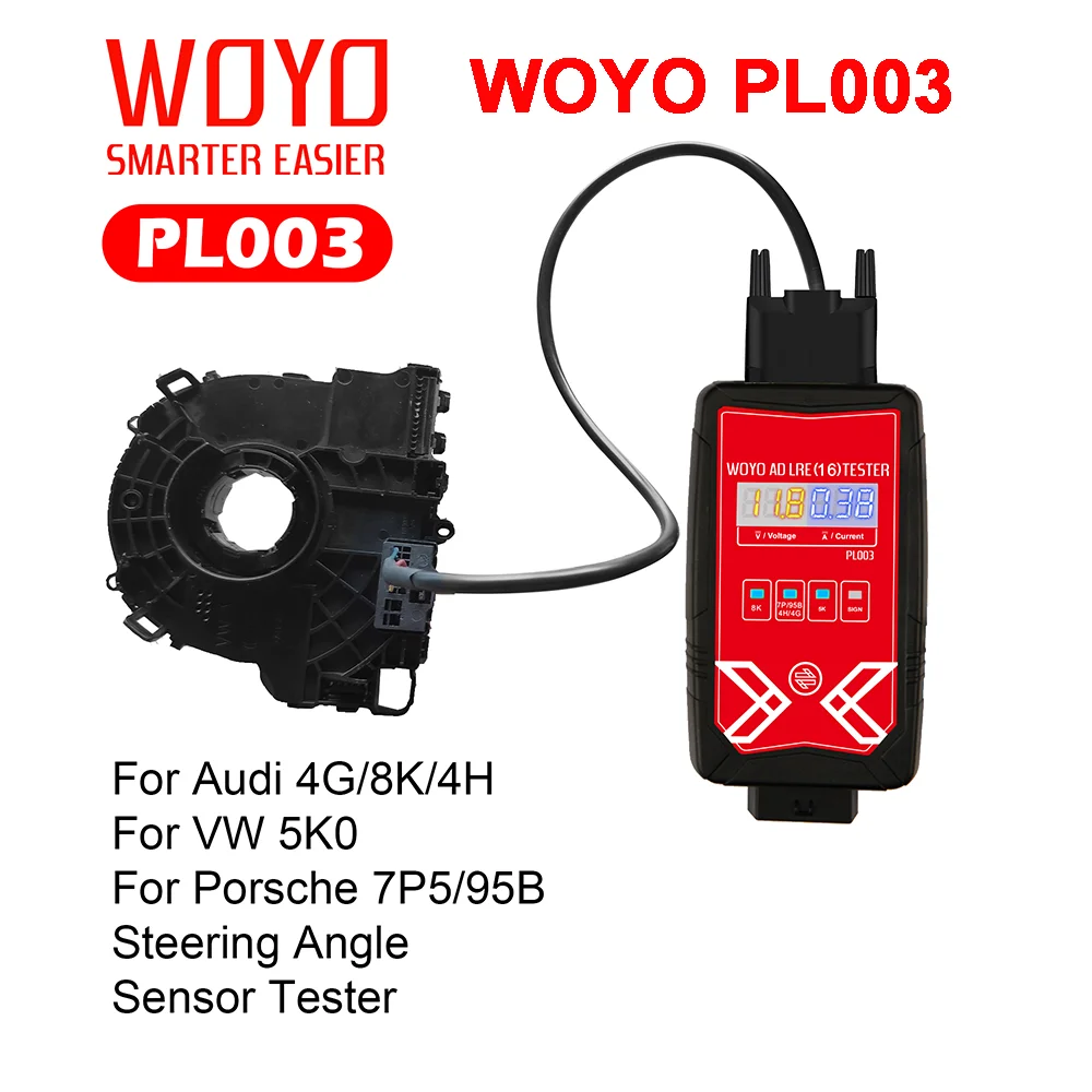 מבחן חיישן זווית הכיוונון WOYO PL003 עבור AUDI LRE 16 4G/8K/4H קוטר קפיץ עם מגדיר אלקטרוניקה על ספסל אוטומטי לאבחון