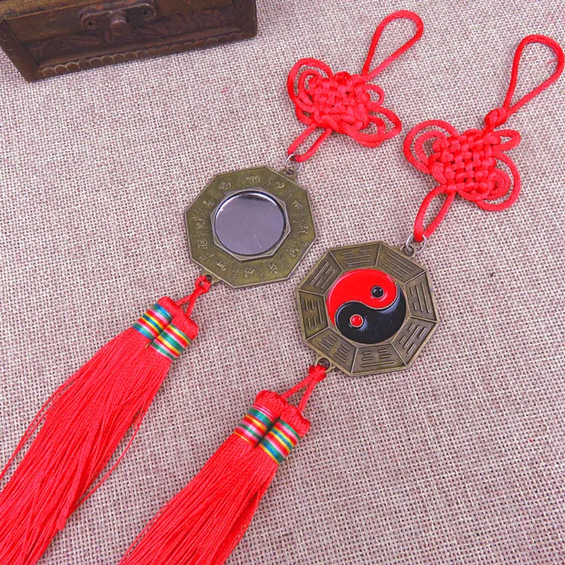 1PC Bagua Mirror Chinese Feng Shui Bagua Mirror With Chinese Knot Tassel for Office Family Protection Automobile Decoration 4