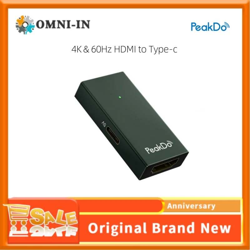 PeakDo HDMI to USB C Adapter 4K@60Hz,HDMI to Type C Adapter