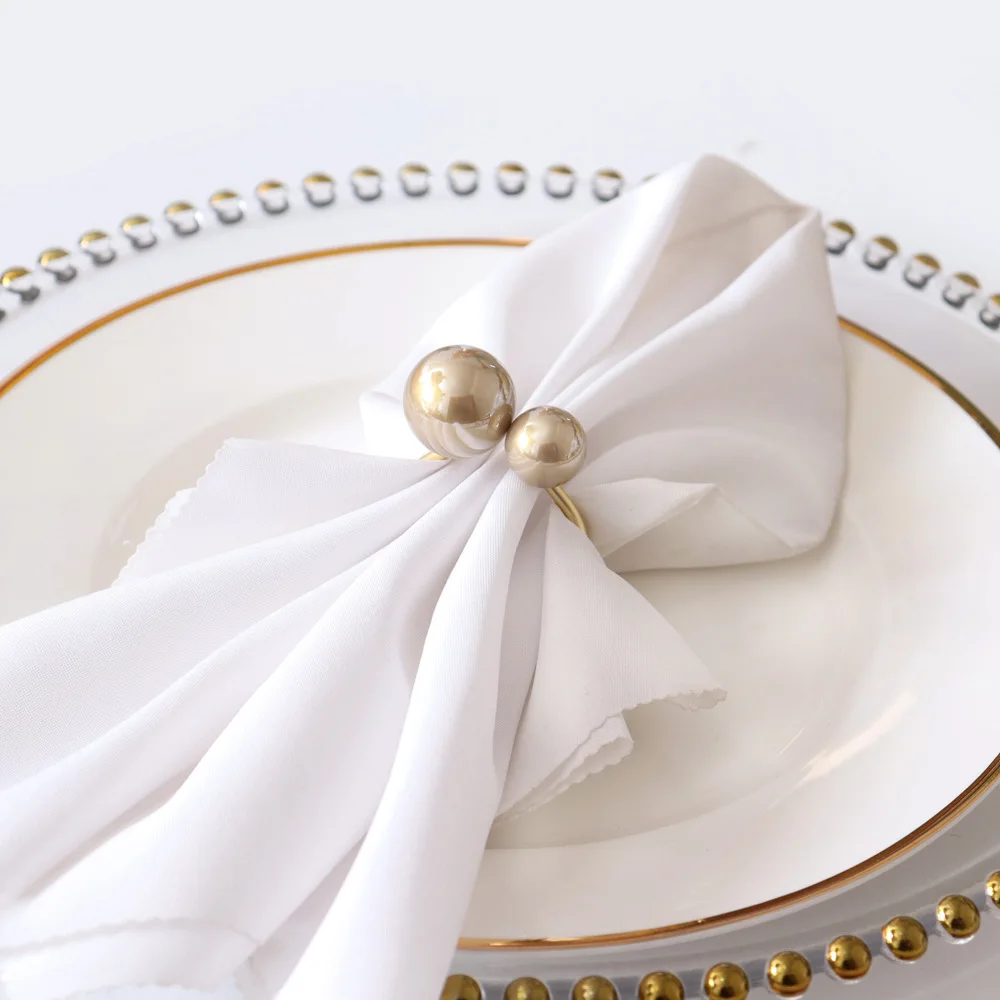 6PCS Pearl Elegant Napkin Ring,Weddings Event Decoration Graceful Napkin Holder,Pretty Buckles Home Table Party Supplies