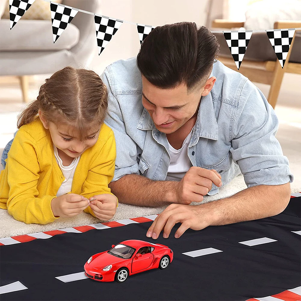Rennwagen-Geburtstagsfeier, schwarz-weiß kariertes Geschirr, Wimpelbanner für Jungen und Kinder, Formel-1-Rennparty-Dekoration, Gastgeschenke, Geschenke – Detail 5