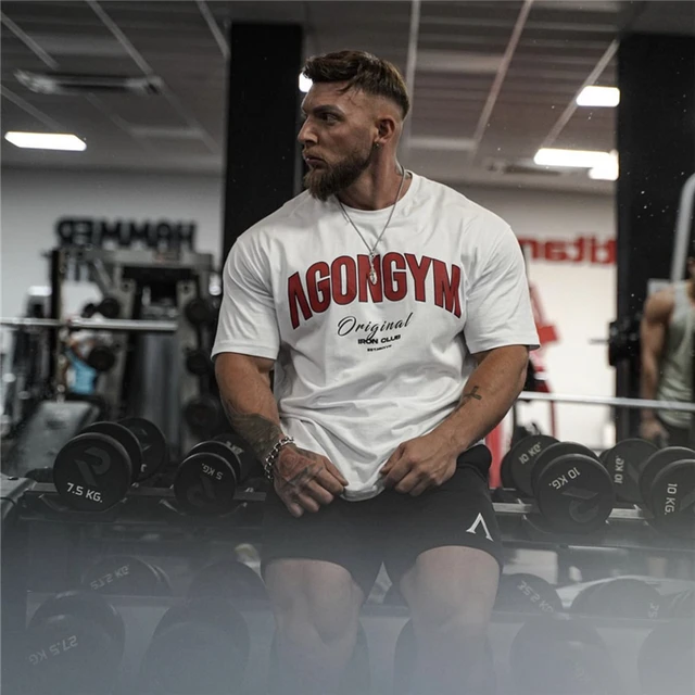 Black White Grey Men Loose Oversized Letter Fitness T Shirt Fashion 3xl  Tshirt Summer Gym Short Sleeve Cotton Casual Tees Tops - T-shirts -  AliExpress