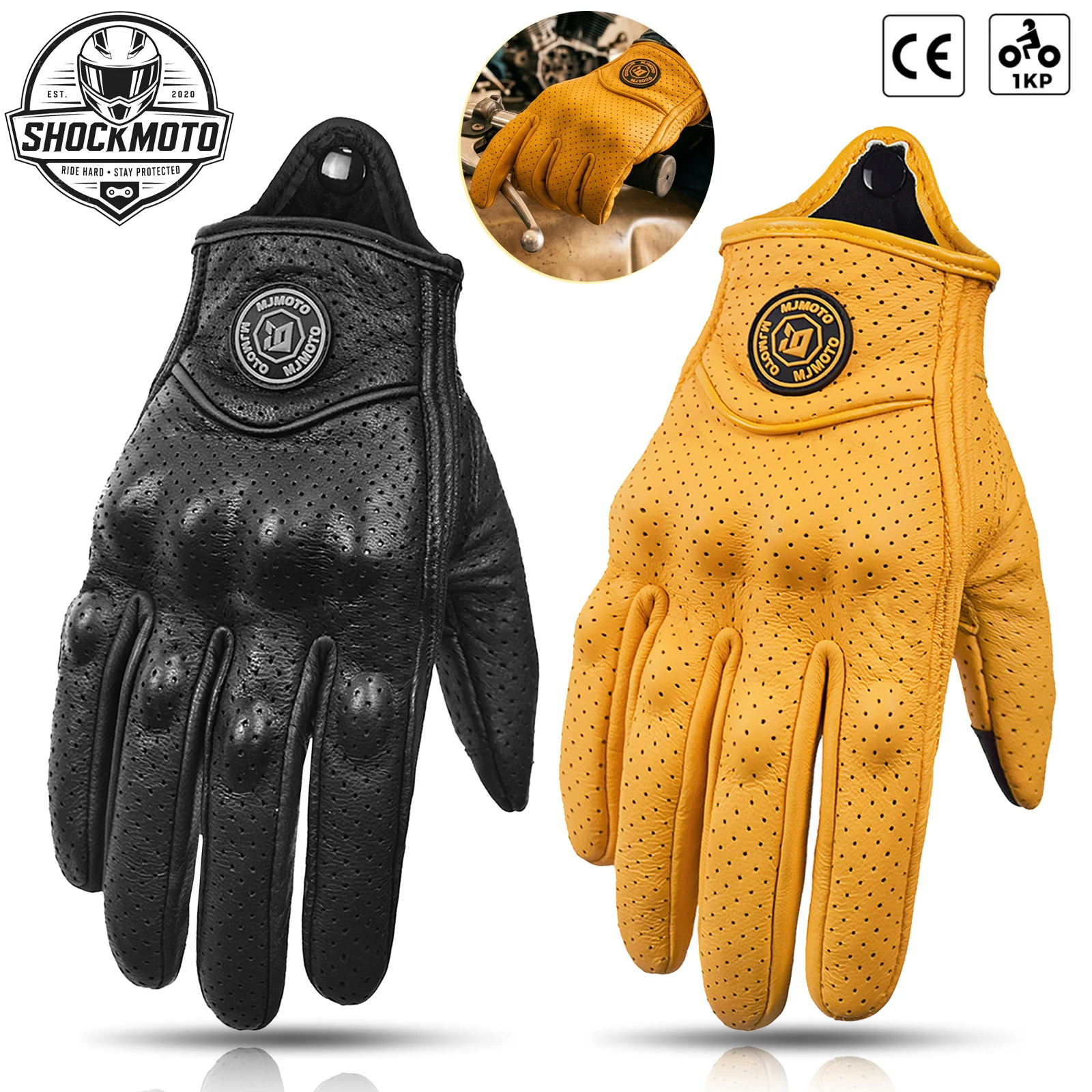 Vintage Leather Motorcycle Gloves - Durable, Anti-Slip, Unisex Summer Riding Accessory