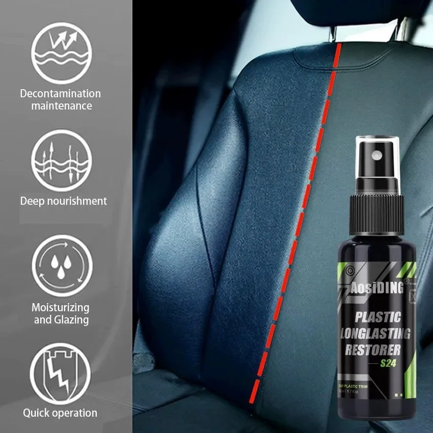 Car Plastic Restorer Crystal Clear Auto Interior Leather & Panel Renewal Wax Coating Agent Back To Black Gloss Car Wax Polish 4