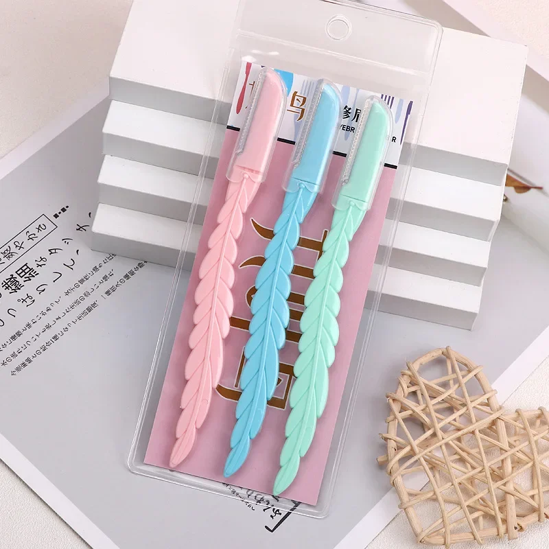 Karsyngirl 3Pcs Leaf Shaped Eyebrow Razor Eye Brow Trimmer Shaver Facial Face Hair Remover Face Razor for Women 2